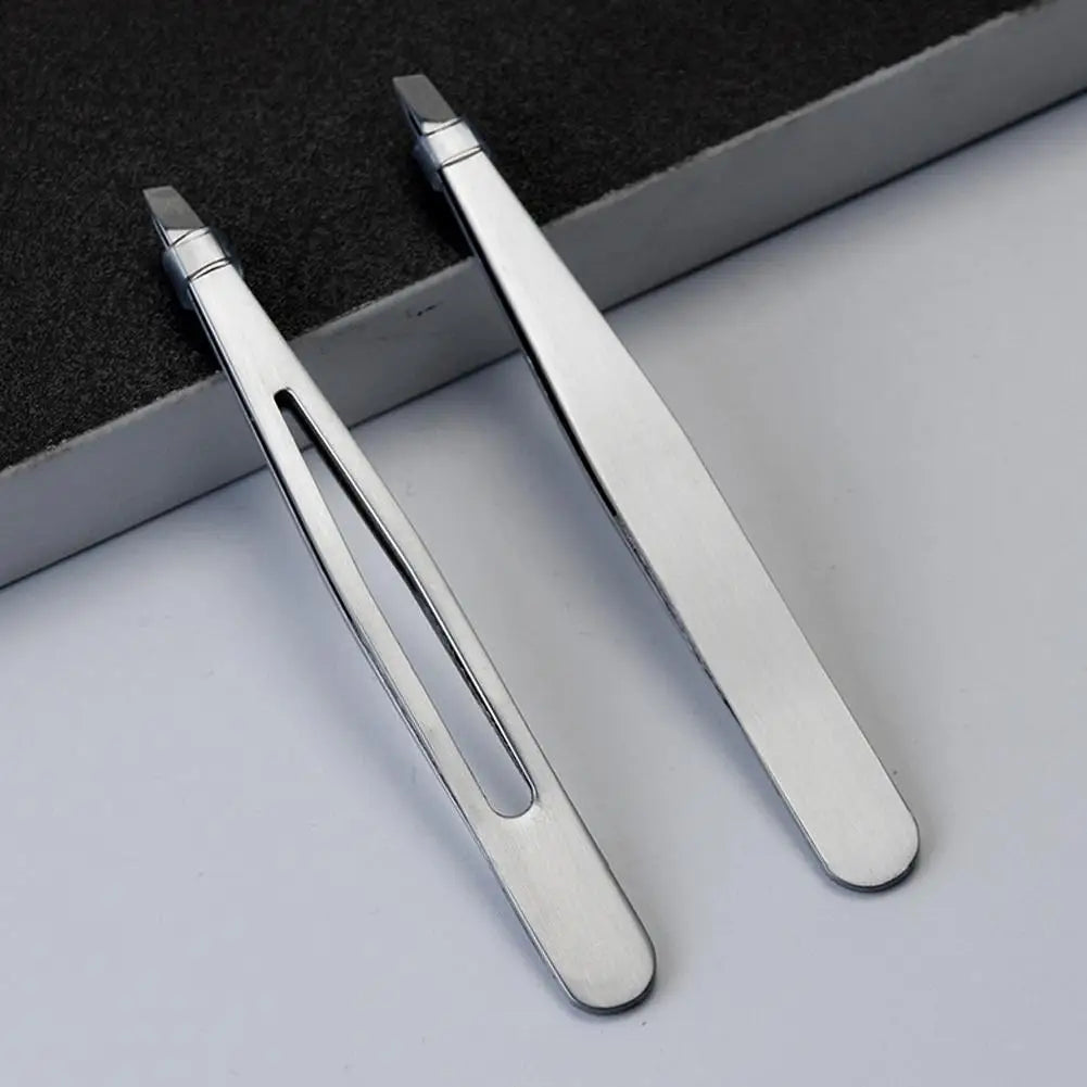 Stainless Steel Slant Tweezers for Eyebrows, Facial Hair, Ingrown Hair Removal, Slant and Point Tip Tweezers for Women and Men Oasis Select
