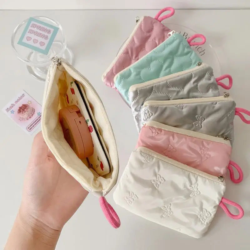 Heart Bow Coin Purse Zipper Cosmetic Pouch – Mini Organiser Zipper Coin Purse Oasis Select