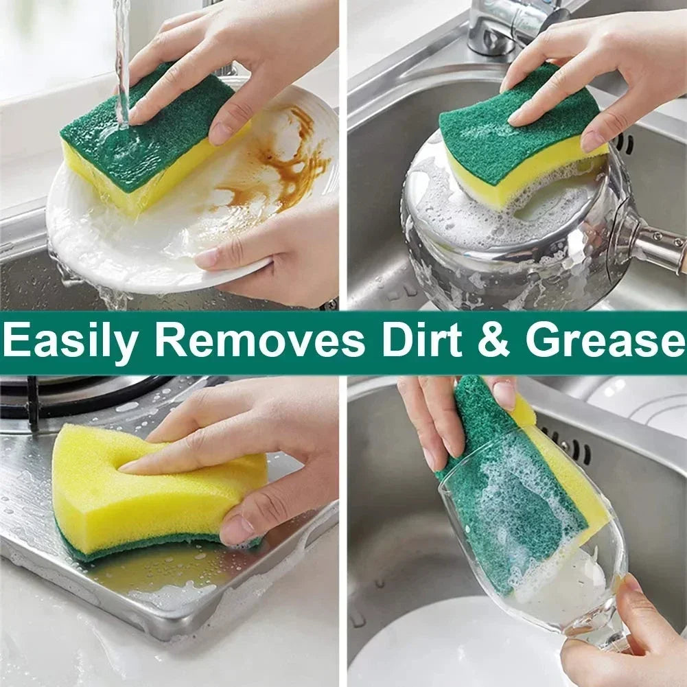 Highly Absorbent Double-sided Sponge Magic Cleaning Pot Rust Sponge Cleaning Brush Kitchen Grease Cleaning Tool Cleaning Supplie Oasis Select