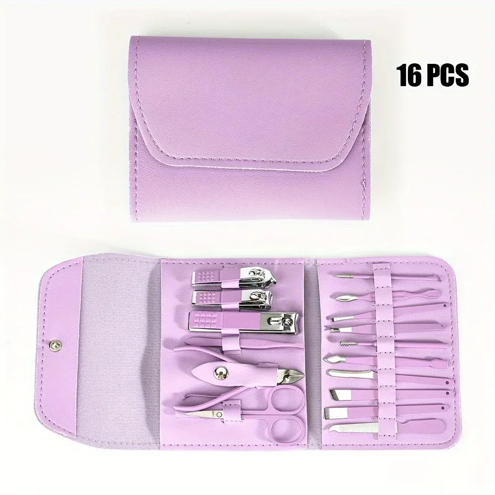 16pcs Professional Nail Clippers and Cuticle Nippers Set with Travel Case Manicure Set Pedicure Sets Nail Clippers Oasis Select