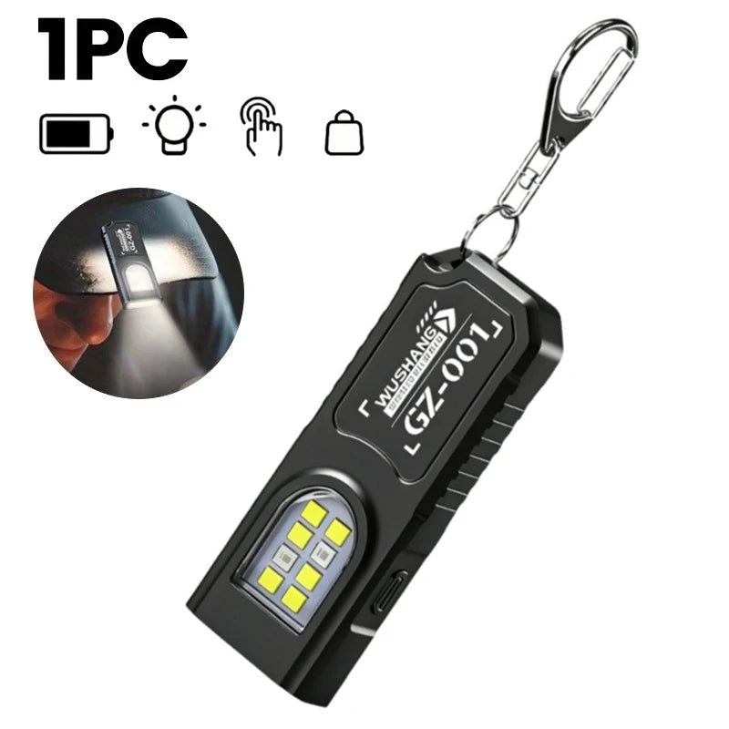Mini COB LED Flashlight USB C Rechargeable Powerful Work Light with Clip Magnet Waterproof EDC Camping Walking Pocket Lantern Oasis Select S548 Black 1pc