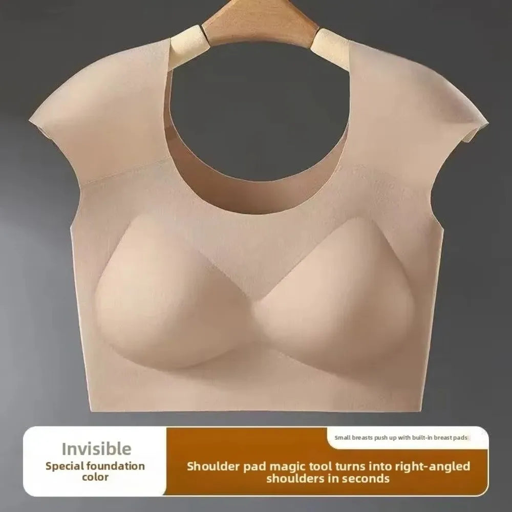 Traceless Right-angle Shoulder Bra Breathable Tops Reduces Accessory Breast Size Straight Shoulder Vest Oasis Select