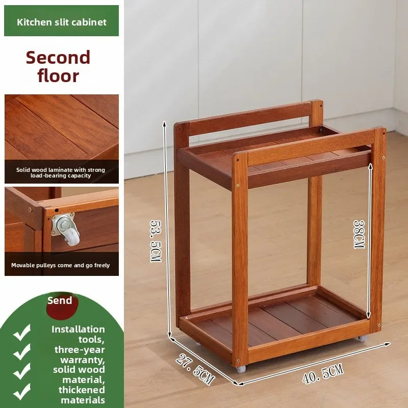 Solid wood kitchen rack Floor-to-ceiling multi-layer crevice storage rack Household multi-functional removable sundries Oasis Select 2nd floor