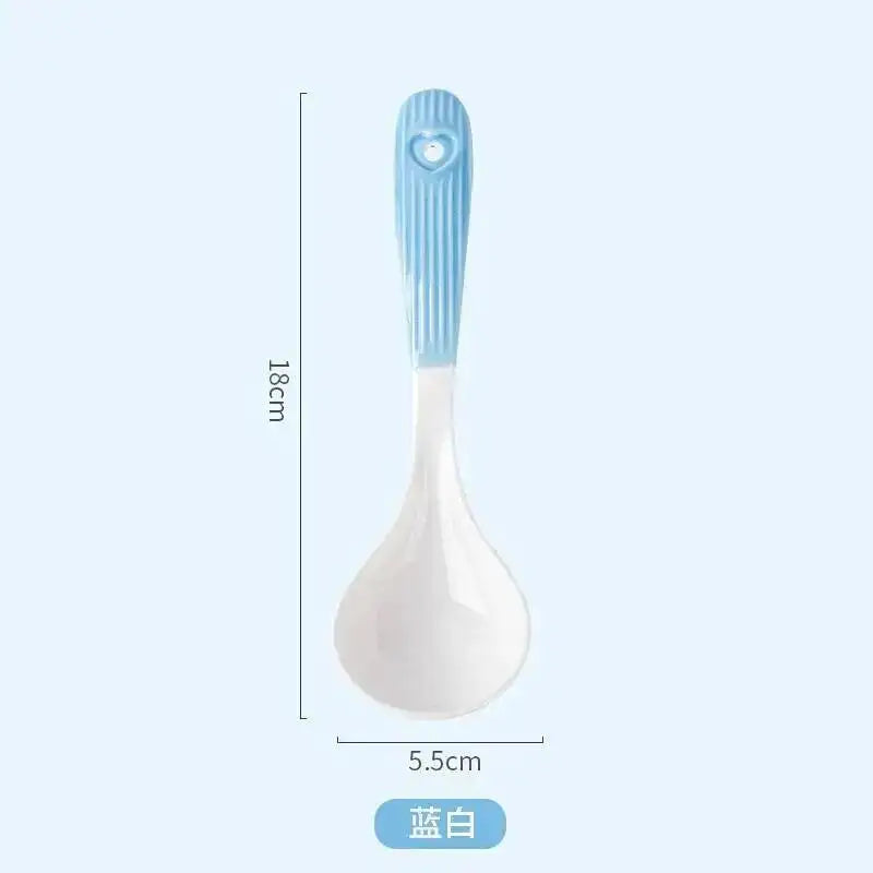 Heart Ceramic Spoon Thickened Handle Non-Scalding Large Soup Spoon Porridge Spoon Rice Spoon Tablespoon Kitchen Tablewear Oasis Select Blue And White