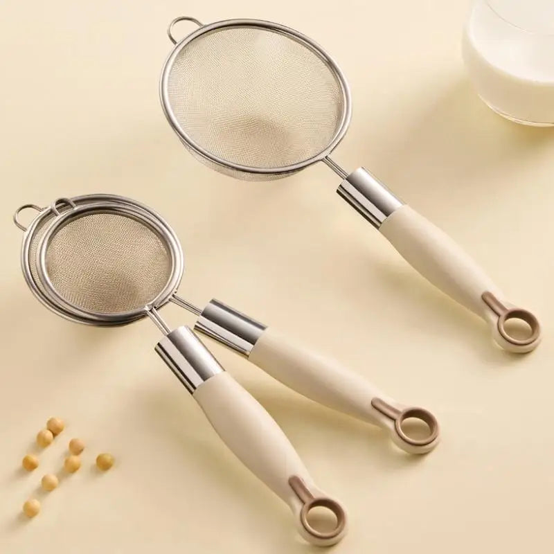 Stainless Steel Mesh Filter Spoon with Plastic Handle Juice Soybean Milk Strainer Flour Sieve Colander Kitchen Baking Utensil Oasis Select
