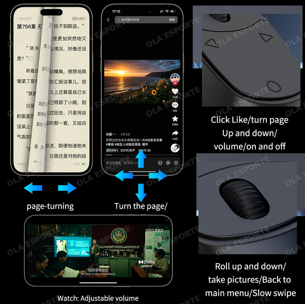 JX-12 Bluetooth Ring Remote – Selfie, Scroll & Page Turner