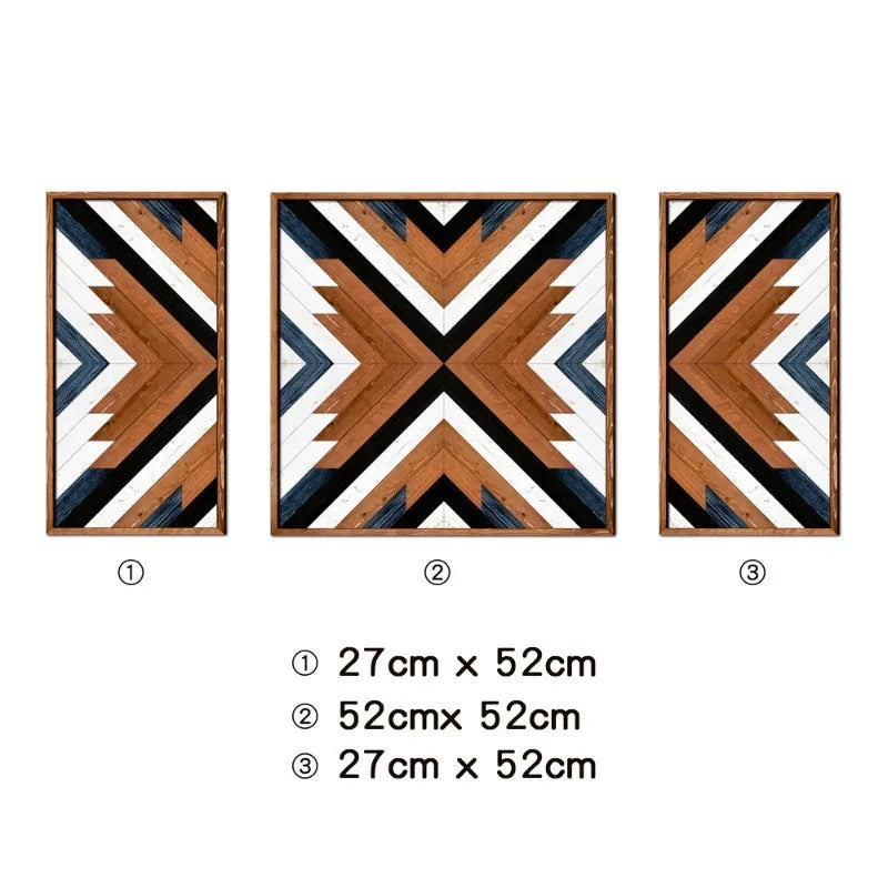 Wall Stickers Wooden Frame Paintings Nordic Style Geometric Patterns Living Room Bedroom Study Decoration Oasis Select MZ456-A