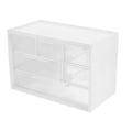 Dustproof Clear Plastic Desktop Storage Box with Drawers, Transparent Mini Organizer for Jewelry, Small Tools, Stationery Oasis Select WHITE