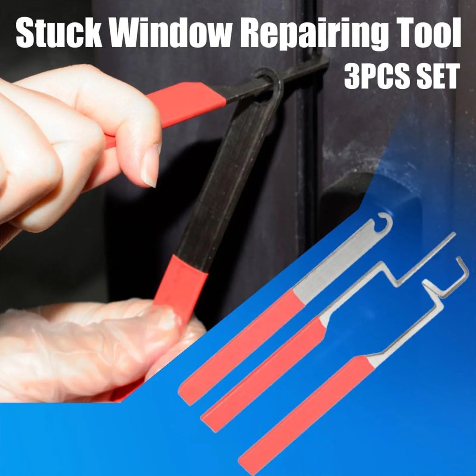 3-Piece Emergency Stuck Window Opening Tool Kit | Red Handle Window Repair Tool Oasis Select
