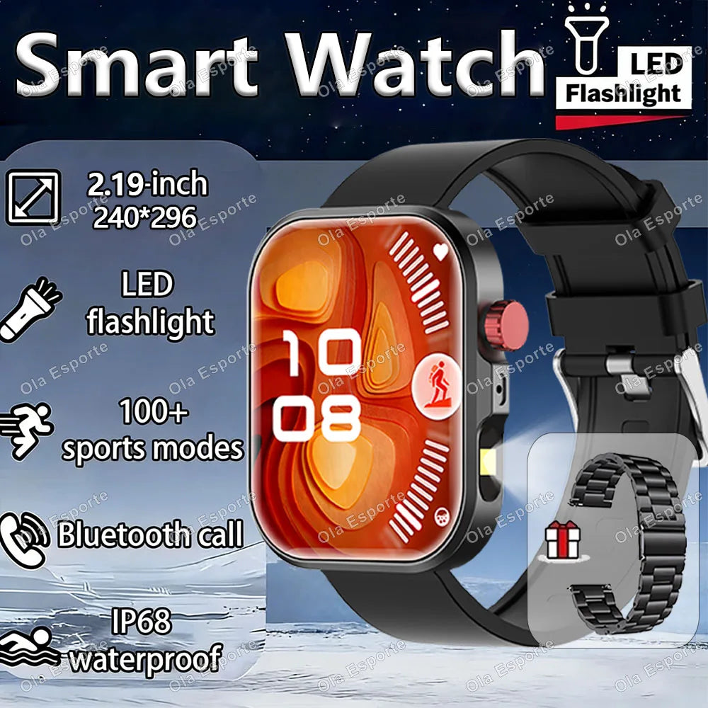 Ola Esporte LED Flashlight Smartwatch 2.01" Bluetooth Fitness