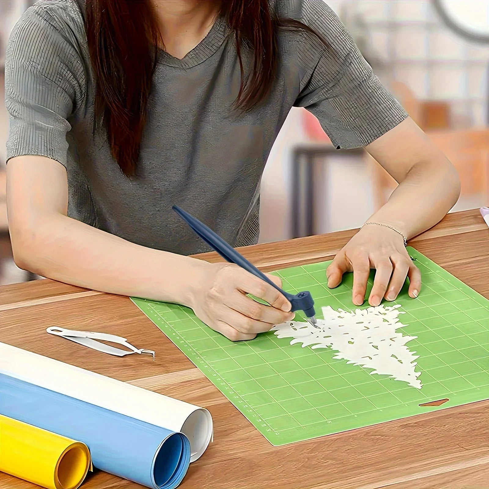360˚ Rotating Paper Art Cutting Tool Stainless Steel Craft Knife Sticker Scrapbook Cutter DIY Art Knife Utility Cutting Knife Oasis Select