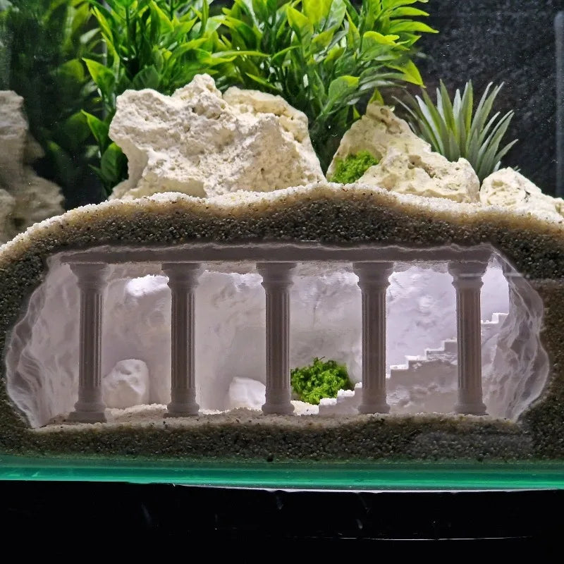 Fish Tank Cave Aquascaping,Artificial Roman Column Basement Palace,Fish and Shrimp Hiding House,Fish & Aquatic Pet Supplies Oasis Select