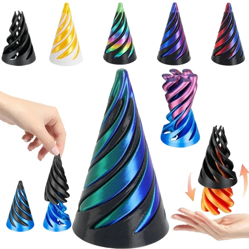 3D Printing Decompression Spinning Toy Through Pyramid Toy Spiral Cone Helix Screw Passthrough Sculpture Decor Toy Oasis Select