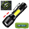 USB Rechargeable Mini Flashlight | COB+XPE Zoomable 3-Mode Torch