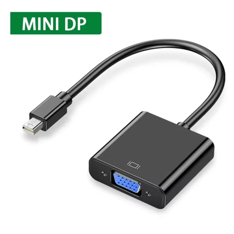 Mini DP to VGA Female Converter Adapter Cable 1080P Mini DisplayPort to VGA Adapter For Laptop PC Projector TV Converter Oasis Select Black