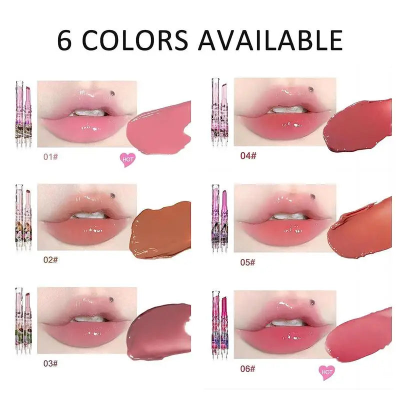 2025 New Florette Clear Jelly Lip Glaze Flower Love Shape Mirror Lipstick Waterproof Non-stick Cup Lipstick Korea fashion Makeup Oasis Select