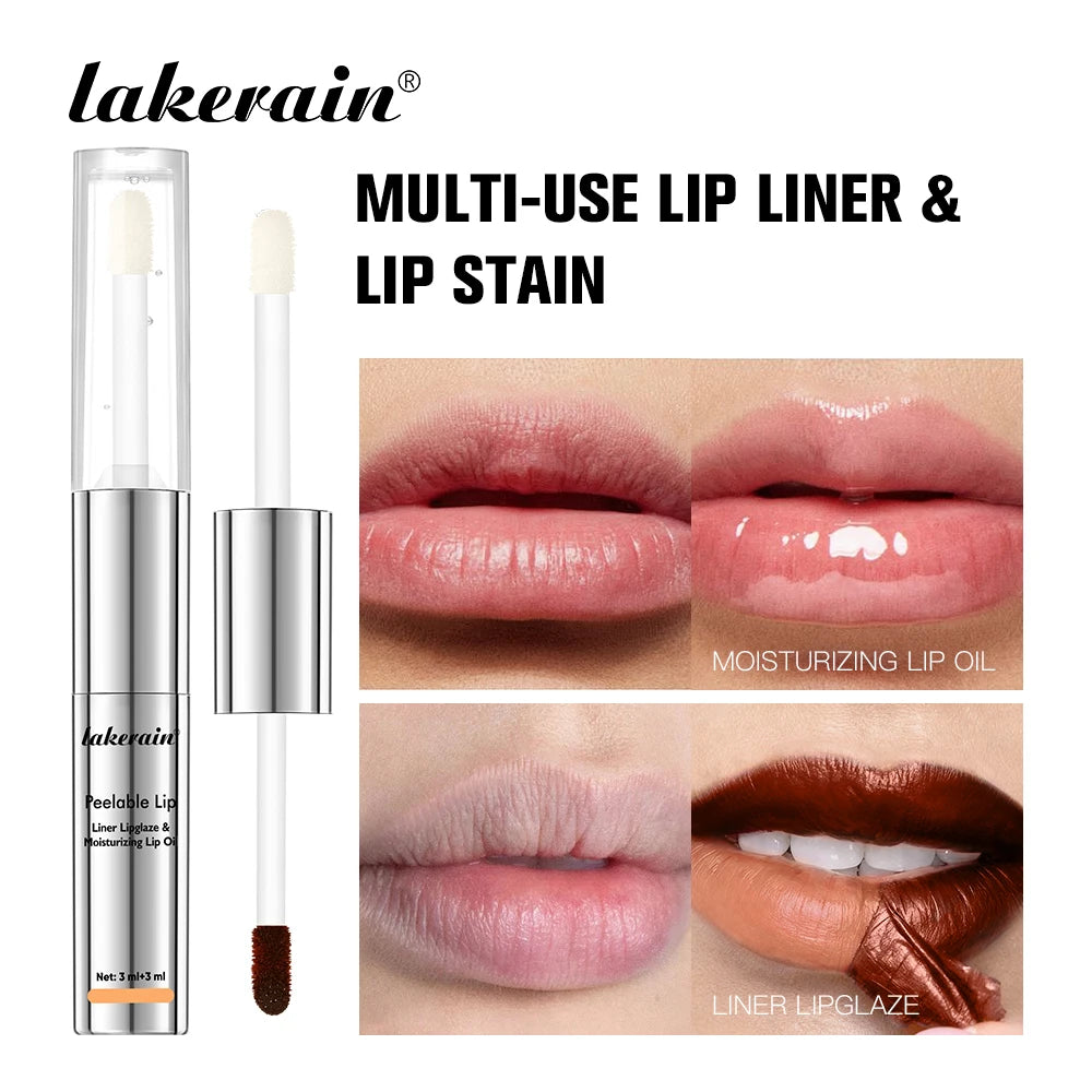 2 IN 1 Doublw-Ended Peel Off Lip Liner & Lip Oil Waterproof Matte Nourishing Smudge Proof Lipstick Long Lasting Cosmetics Makeup Oasis Select
