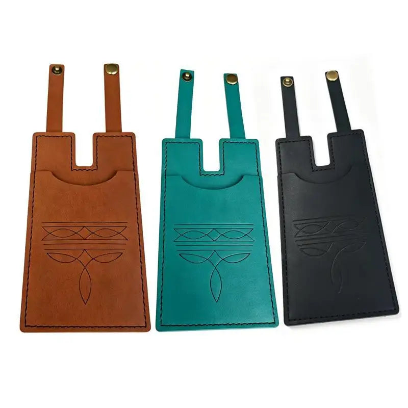 PU Leather Luggage Tags Embossed Design Sturdy Snap Closure Perfect For Travel Suitcase ID Holder Multiple Color Options Oasis Select
