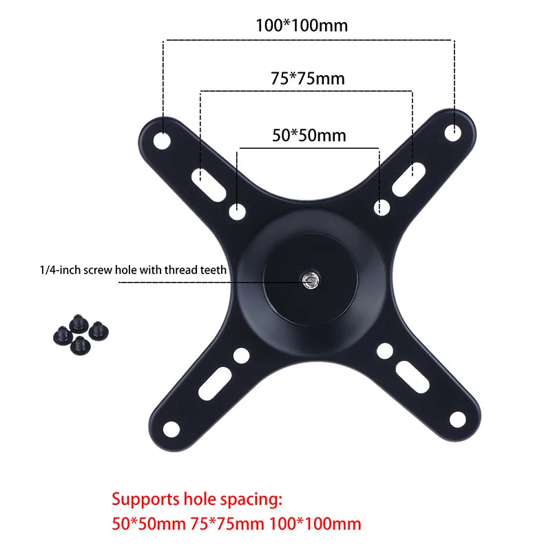 1Set Portable Monitor Mounting Bracket Plate VESA 1/4 Inch Screw Hole To 100x100MM 75x75MM M4 Screw Set Wall Mount Holder Oasis Select