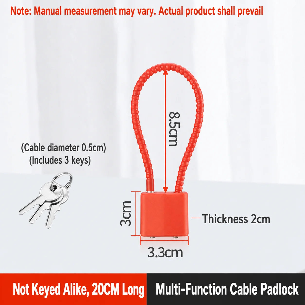 Extension Wire Rope Cable Padlock Cabinet File Cabinet Expansion Padlock Wire Lock Anti-theft Padlock Oasis Select A-Red-Single opening