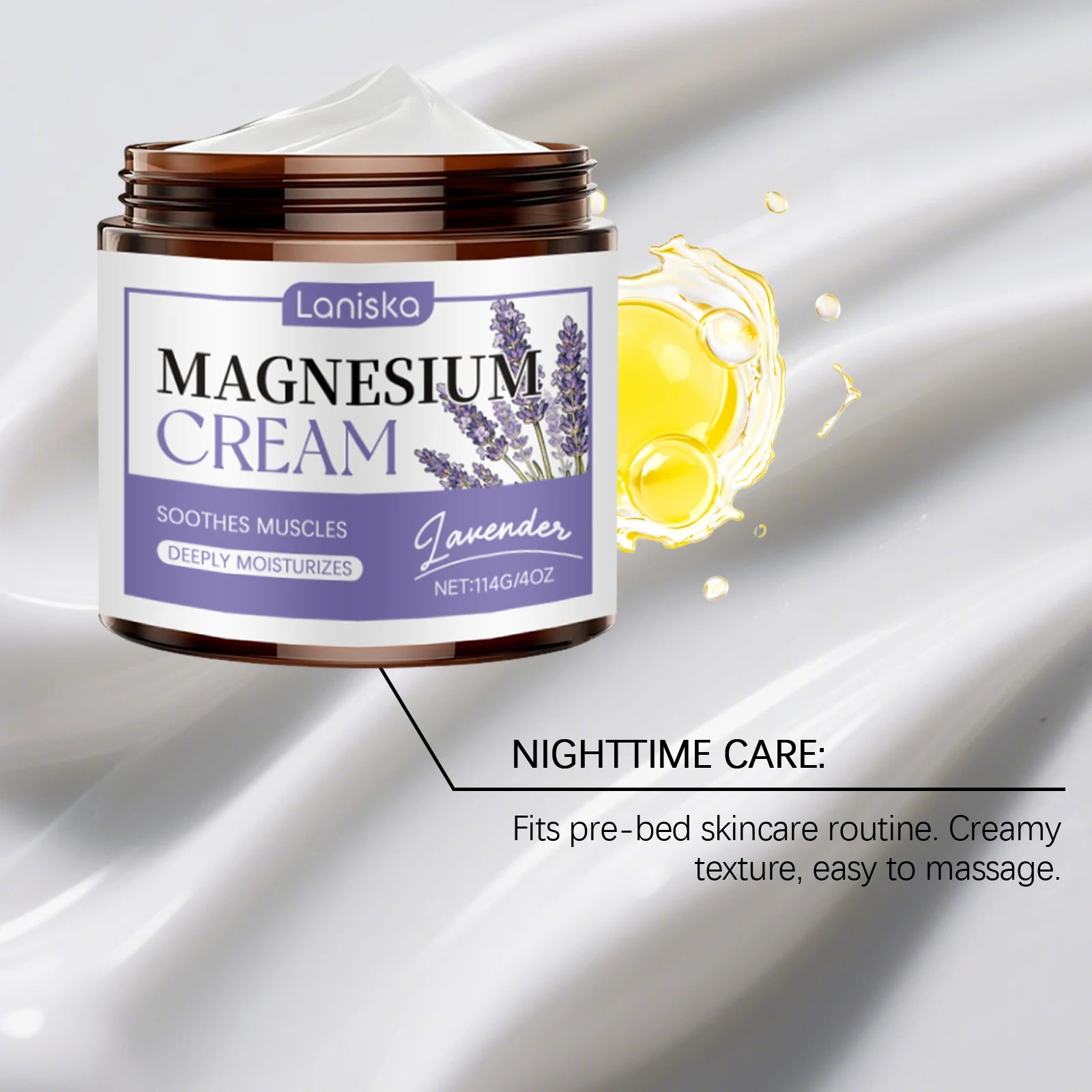 Laniska Lavender Magnesium Body Cream – Sleep & Skin Care
