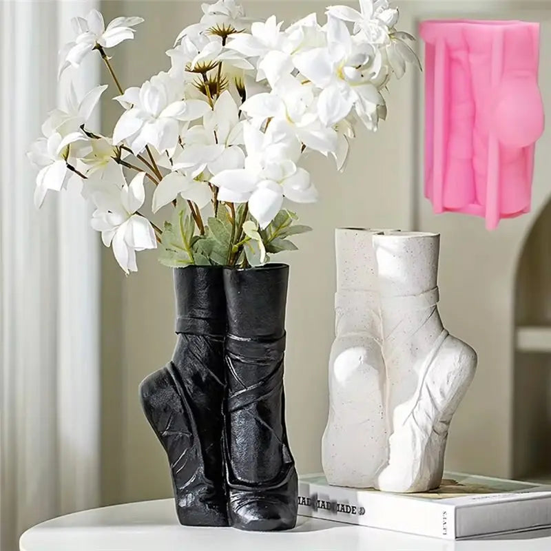 LIKE WISH DIY Dance Cloth Shoes Shaped Vase Epoxy Resin Silicone Mold Ballet Foot Vase Concrete Mold Home Decor Vase Gypsum Mold Oasis Select