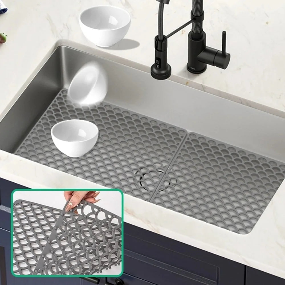 Silicone Sink Protector Mat Foldable Anti Slip Tableware Drainage Drying Mats Multi Functional Heat Resistant Non-slip Sink Mat Oasis Select