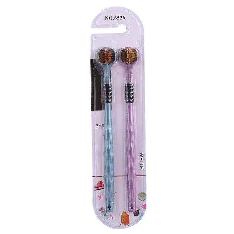 2pcs 3D Stereo Toothbrush Set Ultra Fine Soft Bristles Adult Oral Care 360° Cleaning Tongue Scraper Three-Sided Design Oasis Select 2pcs A