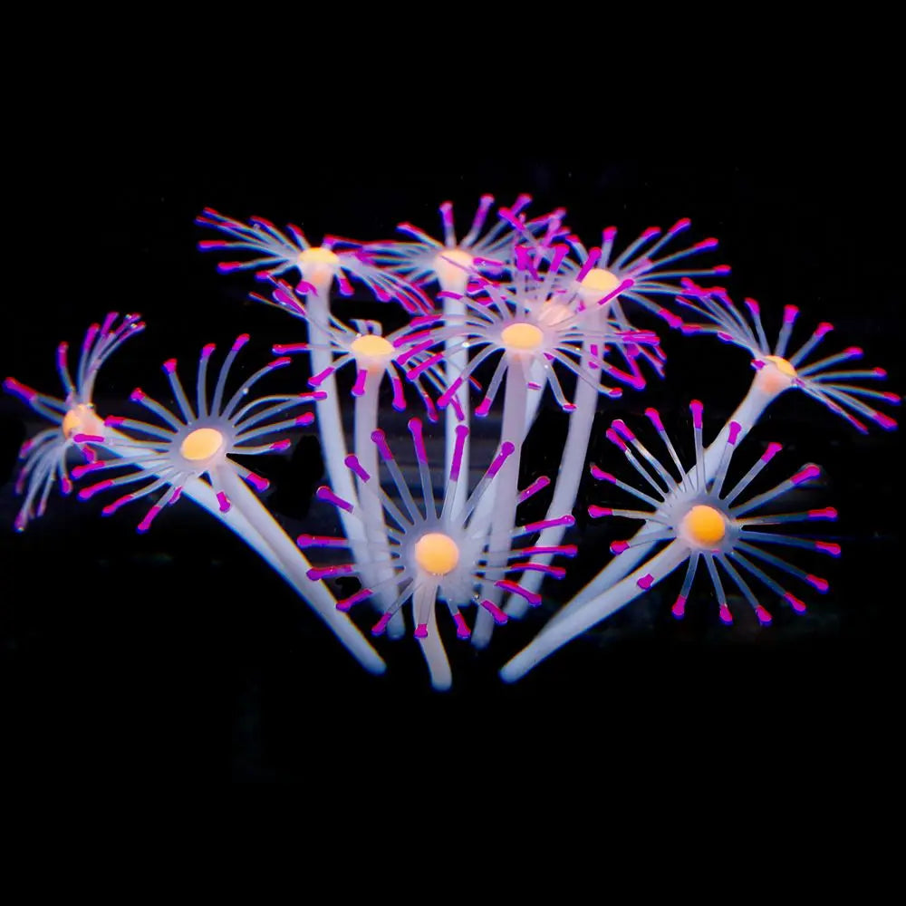 1Pc Silicone Glowing Artificial Fish Tank Aquarium Coral Plants Ornament Underwater Pets Decor Aquatic Pet Supplies Decoration Oasis Select Purple