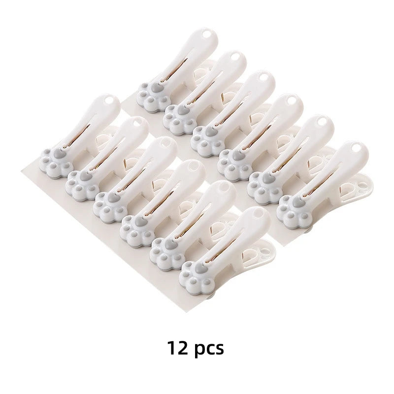 12-Pack Cat Paw Clothespins – Windproof Non-Slip Laundry Clips