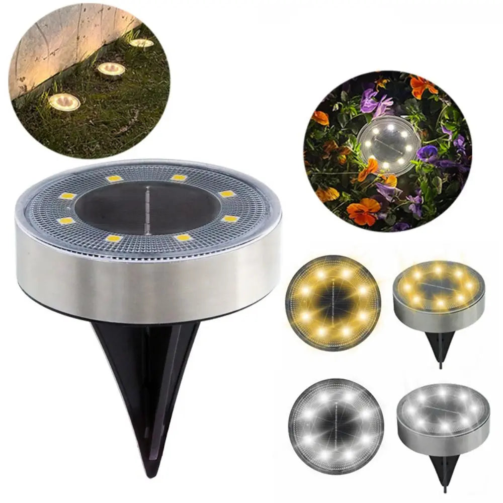 8 LED Solar Ground Light IP68 Waterproof | Auto On/Off
