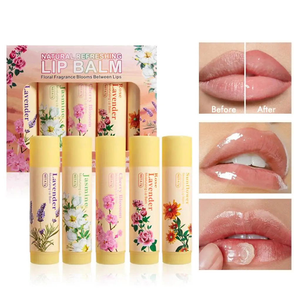 Eelhoe 5-Piece Flower Flavor Lip Balm Set – Hydrating & Nourishing Lip Balm Set Oasis Select