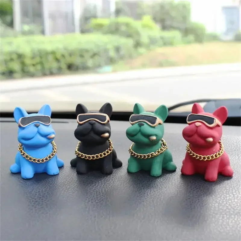 Car Ornaments Feel Comfortable Wear-resistant Green Bulldog Resin Material Car Dashboard Decoration Car Interior Accessories Oasis Select 4Pcs