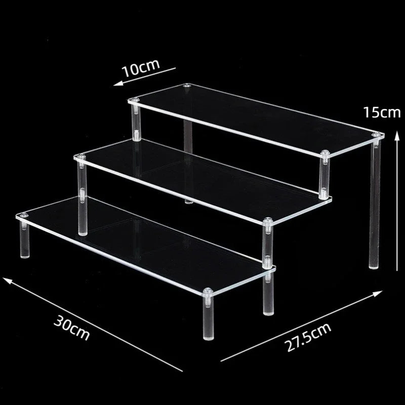 1–5 Tier Acrylic Display Stand | Riser Shelf Rack – Clear & Black