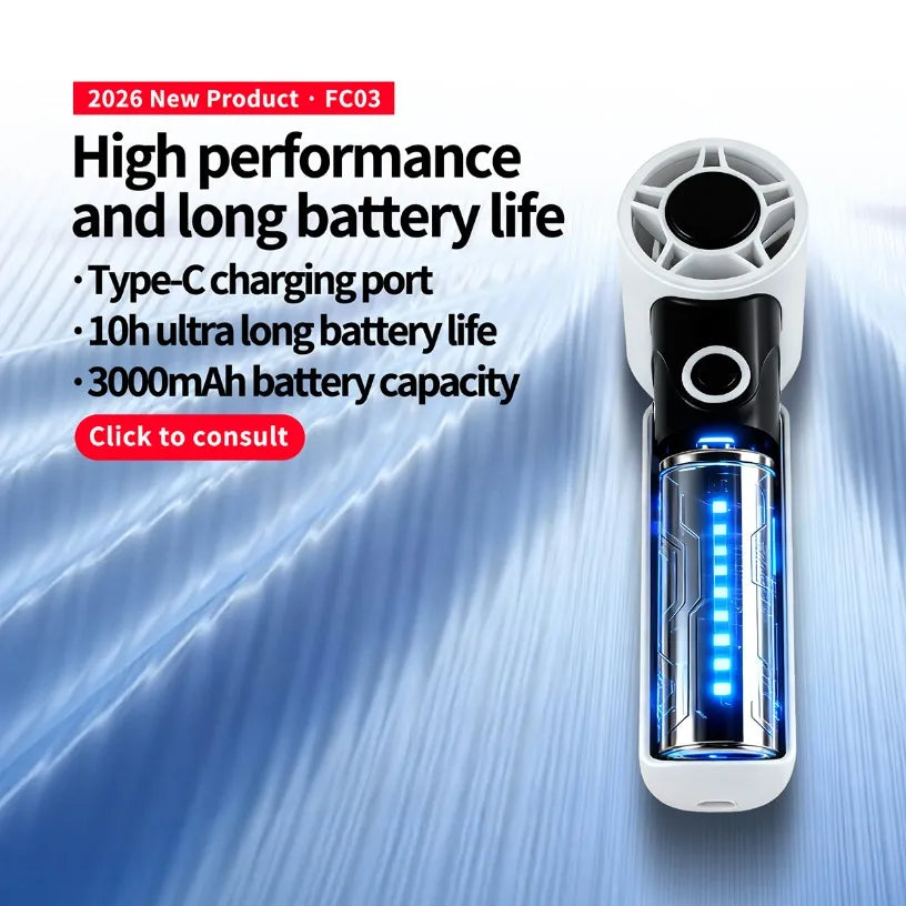 Digital Display Mini Handheld Fan Turbo Wind 3000mAh Rechargeable Multi-angle Use Lightweight Outdoor Cooling Fan Oasis Select