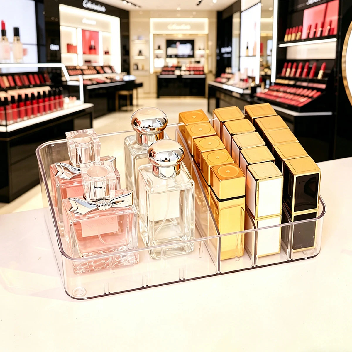1pc Acrylic 7-Mesh Removable Lipstick Cosmetics Display Box Portable Perfume Nail Polish Desktop/Dresser Organizer Oasis Select
