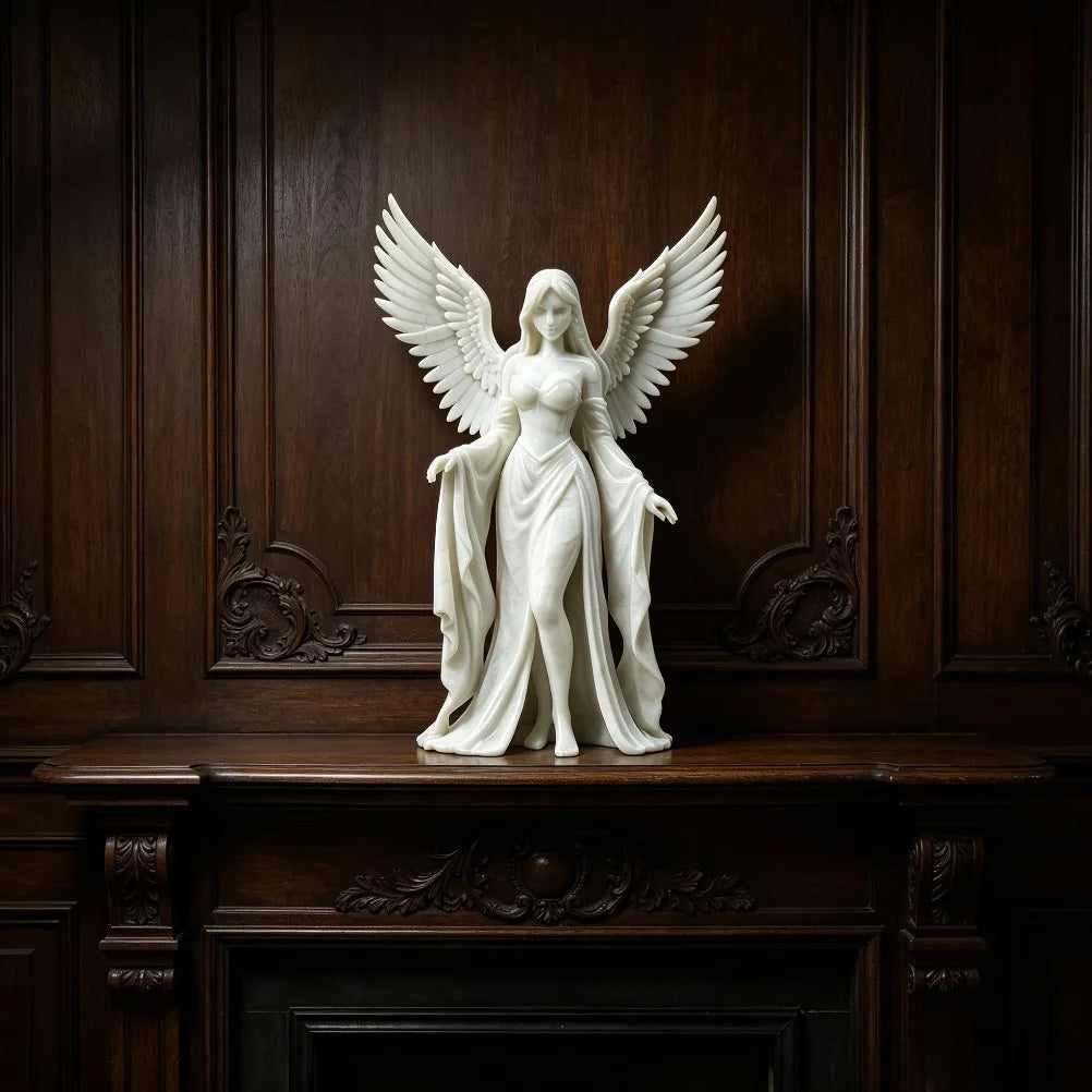 3D Printed Winged Goddess Angel Figurine Sacred Peace Desktop Statue Indoor Room Decor Housewarming Wedding Blessing Gift Oasis Select