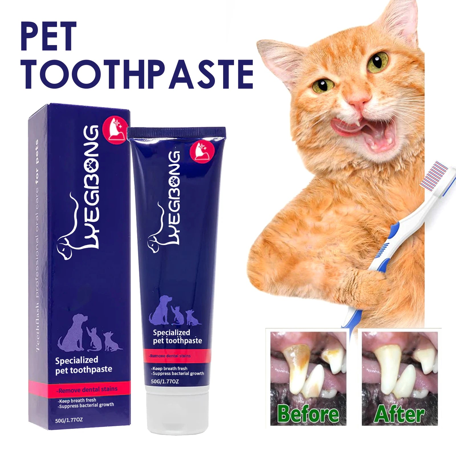Pet Toothpaste Reduce Tartar Remove Dental Stain Eliminate Bad Breath Deodorant Whitening Dog Cat Teeth Pet Oral Care Toothpaste Oasis Select Default Title
