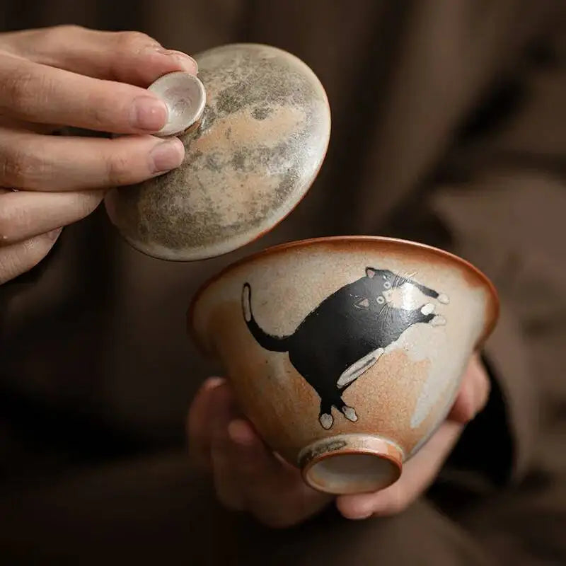 Japanese Handmade Kiln Change Ceramic Ercai Gaiwan Single Small Tea Bowl Tea Cup Oasis Select