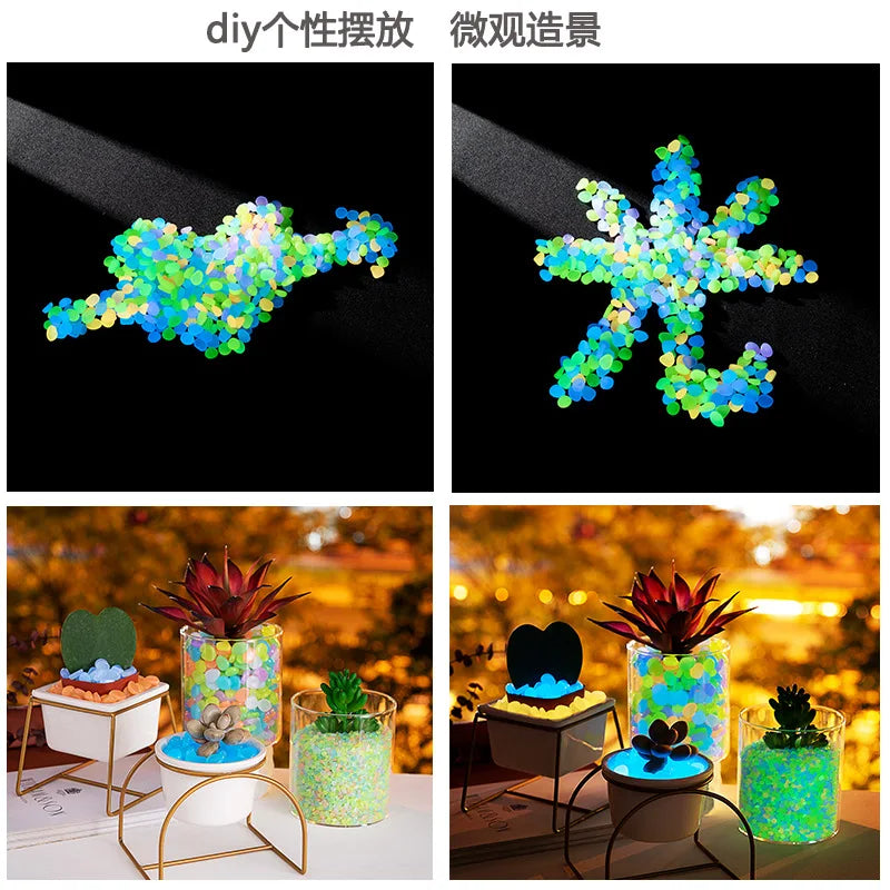 1cm Small Artificial Luminous Stone Vase Decoration Pot Luminous Stone 0.5 G Fluorescent Fish Tank Landscape Pebbles Oasis Select