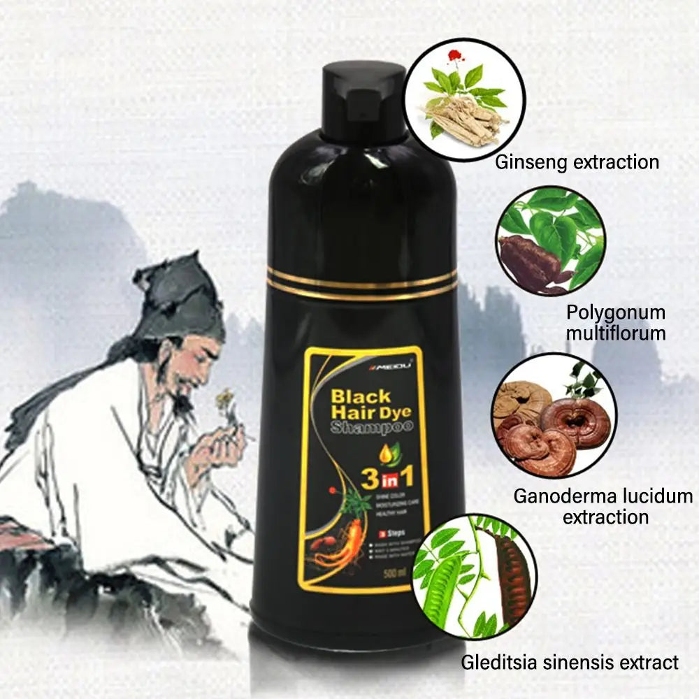 Meidu 3-in-1 Herbal Hair Dye Shampoo 500ml – Men & Women Hair Dye Shampoo Oasis Select