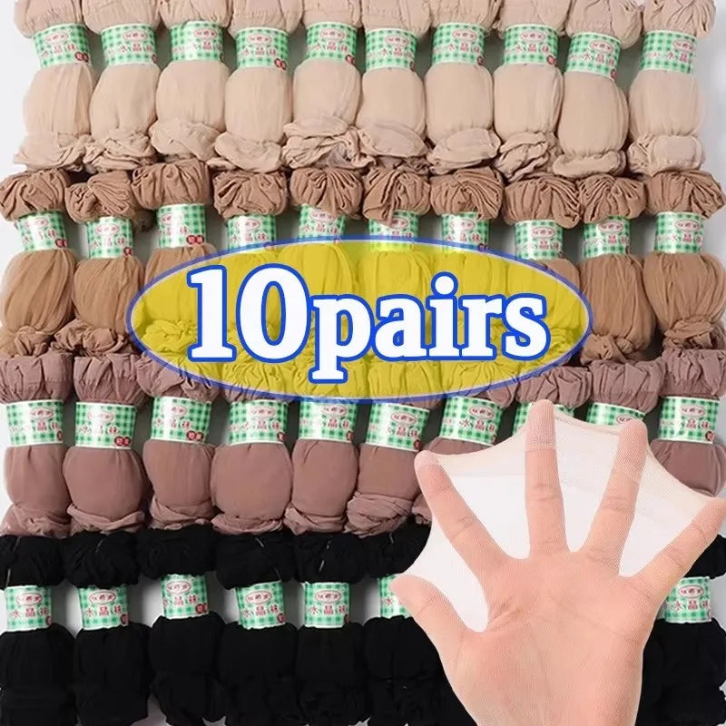 10/20/30pairs Skin Socks Women Sexy Ultrathin Stockings Female Transparent Nylon Crystal Short Ankle Sock Non-Slip Silk Socks Oasis Select