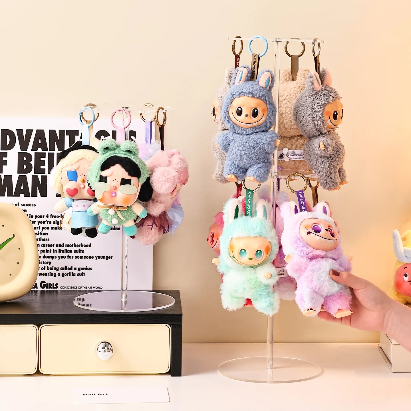 1pc Rotatable for Labubu Hanging Display Rack Suitable for Plush Toy Blind Box Storage Display Rack Jewelry Organizer Oasis Select