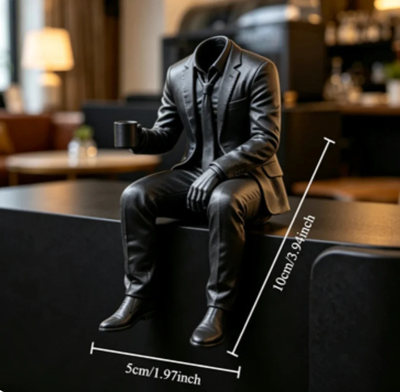 Elegant Coffee Faceless Gentleman Edge Decor Man Sculpture Handcraft Boss Gifts Bookshelf Study Room Ornaments Office Desk Decor Oasis Select Coffee Elite Black