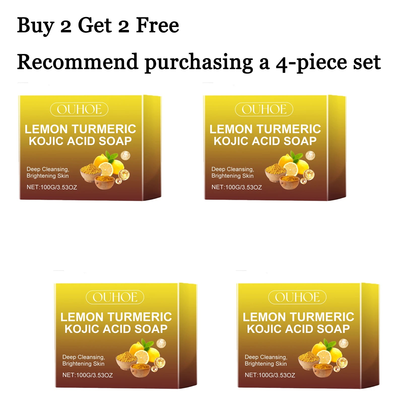 100G Turmeric Lemon Body Soap Deep Cleaning Pore Remove Dead Skin Enhance Smoothness Lasting Fragrance Refreshing Body Bath Soap Oasis Select buy 2 free 2 United States