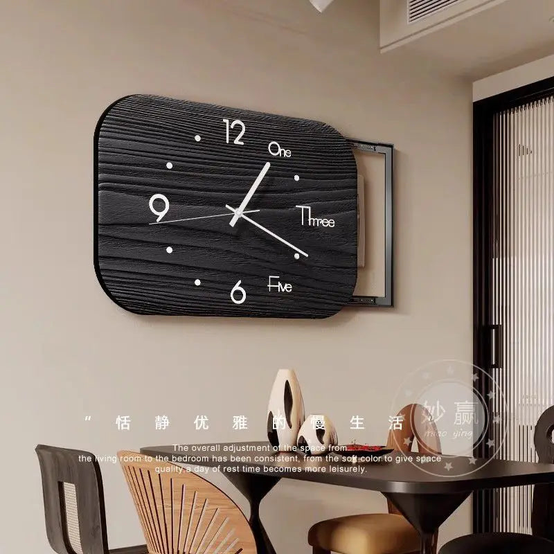 The New Chinese Ancient Decorative Painting with Time Clock Meter Box Block Distribution Box Hanging Picture Decorative Clock Oasis Select