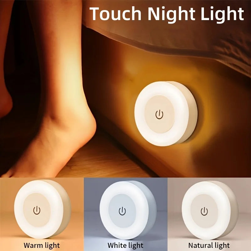 LED Night Light USB Rechargeable Night Lamp 3 Color Dimmable Wall Lamp Wireless Bedroom Kitchen Cabinet Wardrobe Staircase Lamp Oasis Select