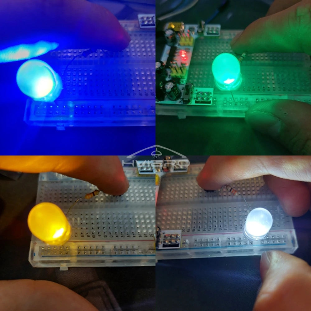 50PCS 10mm Round LED Diodes – High Brightness Multi-Color