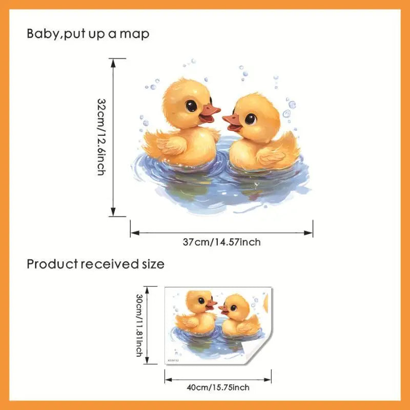Duck Themed Playing Water Toilet Stickers Waterproof Peel and Stick Bathroom Decor Decals for Toilet Lid Use Oasis Select 1pcs