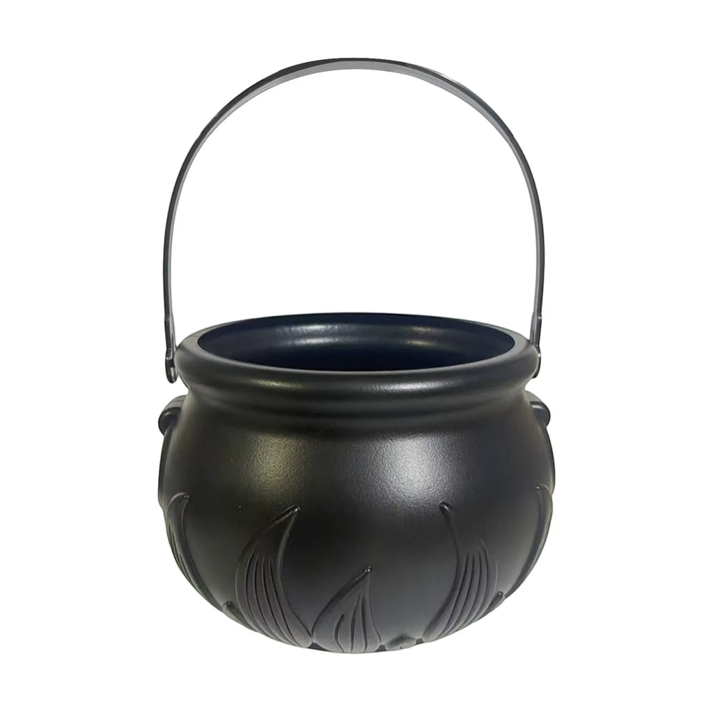 Halloween Witch Cauldron Candy Bucket – Flame Stripe Pot Decor Halloween Candy Bucket Oasis Select